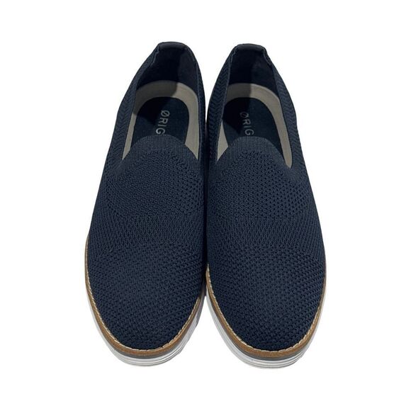 COLE HAAN WOMEN'S ORIGINAL GRAND CLOUDFEEL MERIDIAN LOAFER NAVY KNIT-OPTIC WHITE - Picture 2 of 8